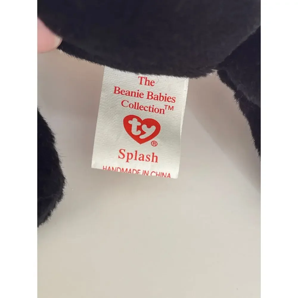 Ty Beanie Baby Spalsh Black White Orca Whale 8 inches NEW Sea Ocean Fish